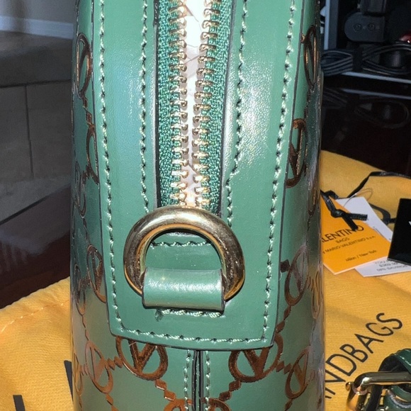 VALENTINO by Mario Valentino Diana Monogram Leather Crossbody Bag in Green - NWT - Picture 6 of 10